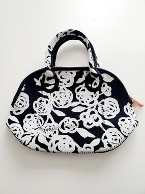 Black & White Floral Tote Bag - Stylish Neoprene Carryall